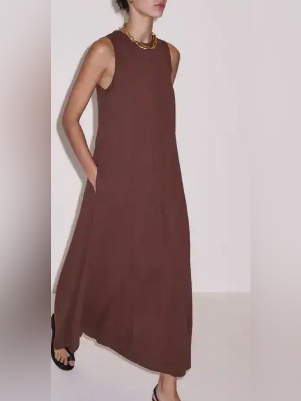 ME+EM Brown Sleeveless Maxi Dress